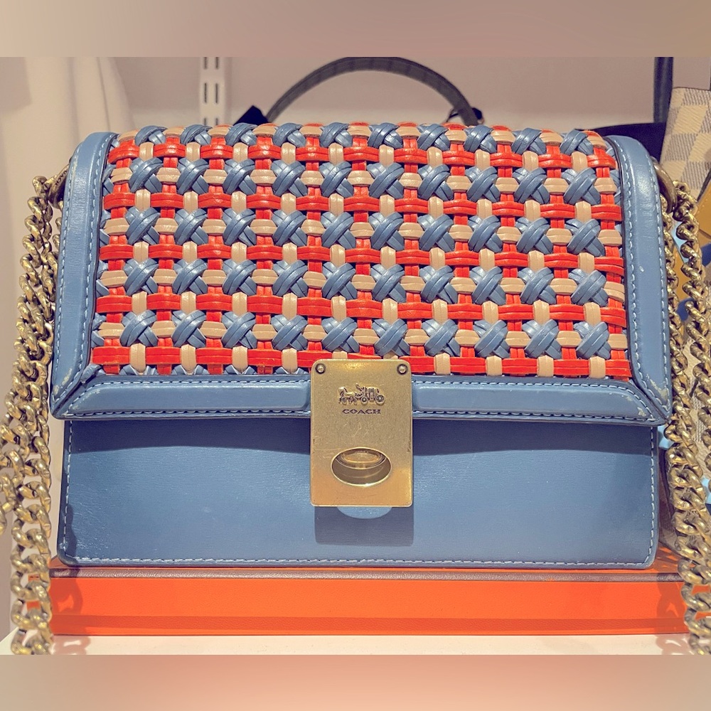 Coach Hutton Shoulder Bag With Weaving
